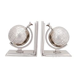 ALUMINUM 2PIECE GLOBE BOOKENDS