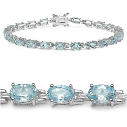 GENUINE 14.00 CTW BLUE TOPAZ .925 STERLING SILVER BRACE