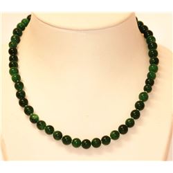 GENUINE GREEN JADE NECKLACE W/14K YELLOW GOLD CLASP