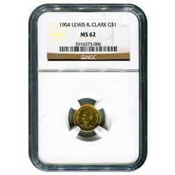 Certified $1 Gold Lewis and Clark 1904 MS62 NGC