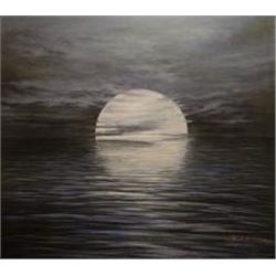 "Abstract Moon" - Original Painting 20"h x 24"w (50x60cm) MO3930-20