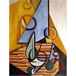 "Bottle And Glass On A Table" - Juan Gris 20"w x 24"h (50x60cm)MO2337GRI-20