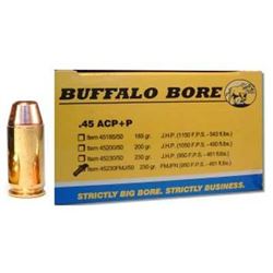 Buffalo Bore Ammunition 45ACP+P 230 FMJ-FN 230GR 240Rounds 651815452326