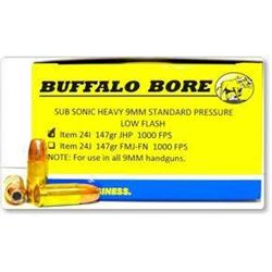 (WC) AMMO Buffalo Bore Ammo 24I/20 9mm Subsonic JHP 147GR (160 ROUNDS)651815024097