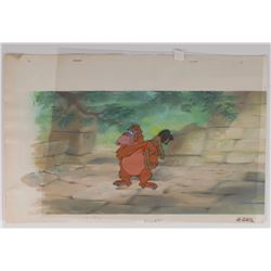 Mowgli and King Louie production cel and production background from The Jungle Book