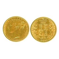 Victoria 1855 sovereign, shield on rev; VF. (1)  £64...