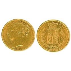 Victoria 1879S sovereign, shield on rev; good VF. (1) £64...