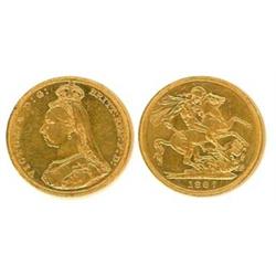 Victoria 1887M sovereign, Jubilee Head, near EF. (1) £52...