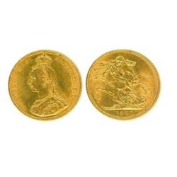 Victoria 1887 sovereign Jubilee Head, good VF. (1) £52...