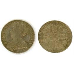Anne 1708 crown plumes on rev; VF. (1)  £225...