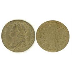 Geo II 1736 1/- roses & plumes on rev; small dig obv. field, VF. (1)  £30...