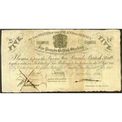 Jersey State Bond for £5 British Sterling issued 1840-41 PA1B, VF. (1)  £26...