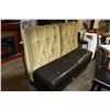 Image 1 : 2PC GREEN MICROFIBRE SUEDE UPHOLSTERED BACK WITH BLACK LEATHER UPHOLSTERED SEAT BENCH SEAT