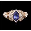 Image 1 : 14KT Rose Gold 1.18ct Tanzanite and Diamond Ring