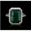 Image 1 : 14KT White Gold 9.90ct Emerald and Diamond Ring