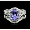 Image 2 : 14KT White Gold 2.37ct Tanzanite and Diamond Ring and Guard