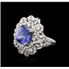Image 2 : 14KT White Gold 4.55ct Tanzanite and Diamond Ring