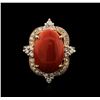 Image 1 : 14KT Rose Gold 9.76ct Coral and Diamond Ring