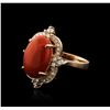 Image 2 : 14KT Rose Gold 9.76ct Coral and Diamond Ring