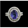 Image 1 : 2.22ct Tanzanite and Diamond Ring - 14KT White Gold
