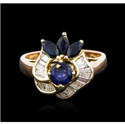 14KT Yellow Gold 1.00ctw Sapphire and Diamond Ring