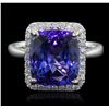 Image 1 : 14KT White Gold 6.80ct Tanzanite and Diamond Ring