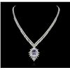 Image 2 : 14KT White Gold 3.87ct Tanzanite and Diamond Necklace
