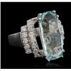 Image 2 : 14KT White Gold GIA Certified 15.62ct Aquamarine and Diamond Ring