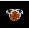 Image 1 : 4.10ct Spessartite, Sapphire and Diamond Ring - 14KT White Gold