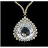 Image 1 : 14KT Yellow Gold GIA Certified 17.51ct Aquamarine and Diamond Necklace