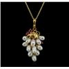 Image 2 : Pearl and Ruby Pendant With Chain - 14KT Yellow Gold