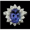 Image 1 : 14KT White Gold 3.67ct Tanzanite and Diamond Ring