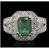 Image 1 : 14KT White Gold 2.23ct Emerald and Diamond Ring