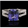 Image 1 : 18KT White Gold 3.95ct Tanzanite and Diamond Ring