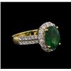 Image 2 : 18KT Yellow Gold 2.91ct Emerald and Diamond Ring