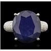 Image 2 : 14KT White Gold 17.02ct Sapphire and Diamond Ring