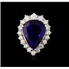 Image 1 : 14KT White Gold GIA Certified 27.66ct Tanzanite and Diamond Ring