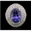 Image 2 : 14KT White Gold 5.02ct Tanzanite and Diamond Ring