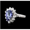 Image 2 : 14KT White Gold 3.05ct Tanzanite and Diamond Ring