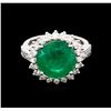 Image 1 : 5.19ct Emerald and Diamond Ring - 18KT White Gold