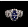 Image 1 : 0.80ctw Sapphire and Diamond Ring - 14KT White Gold