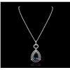 Image 2 : 14KT White Gold 29.77ct Blue Topaz and Diamond Pendant With Chain