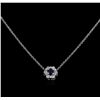 Image 2 : 0.15ct Sapphire and Diamond Pendant With Chain - 14KT White Gold