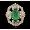 Image 1 : 14KT Yellow Gold 2.85ct Emerald and Diamond Ring