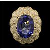 Image 1 : 14KT Yellow Gold 7.38ct Tanzanite and Diamond Ring