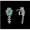 Image 2 : 1.36ctw Emerald and Diamond Earrings - 14KT White Gold