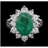 Image 2 : 14KT White Gold 3.41ct Emerald and Diamond Ring