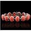 Image 1 : 14KT White Gold 64.92ctw Coral and Diamond Bracelet