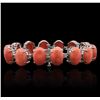 Image 2 : 14KT White Gold 64.92ctw Coral and Diamond Bracelet