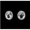 Image 1 : 8.92ctw Aquamarine and Diamond Earrings - 14KT White Gold